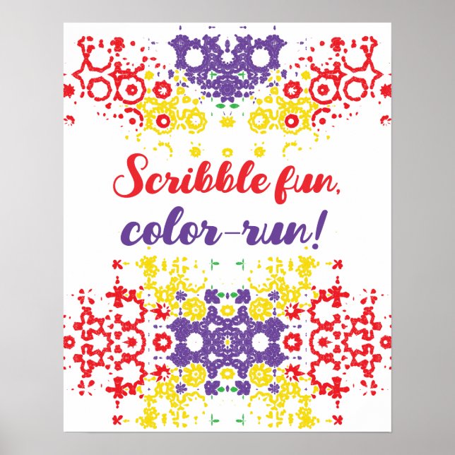 Poster Crayon Scribble Motif géographique (Devant)