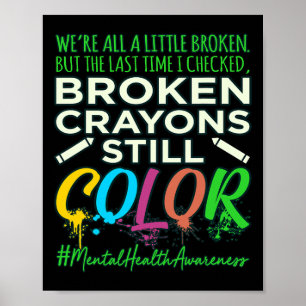 Poster Crayons brisés Soutien à la sensibilisation à la s