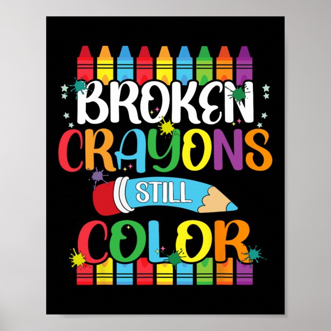 Poster Crayons cassés Couleur encore Sensibilisation à la (Devant)