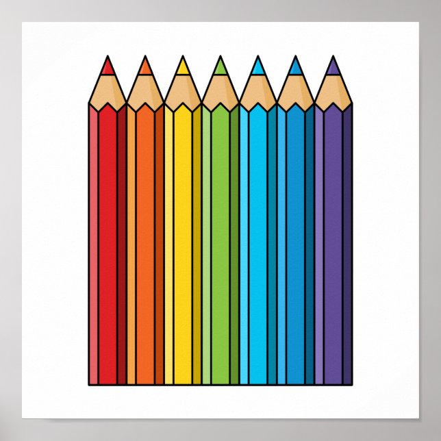 Poster Crayons de couleur arc-en-ciel (Devant)