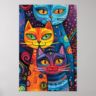 Poster Crazy Cute Cats : Banderole de dessin de Doodon lu
