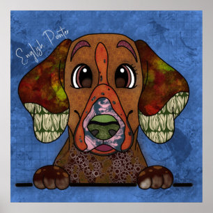 Poster  Crazy English Pointer dog face-hand-painted  