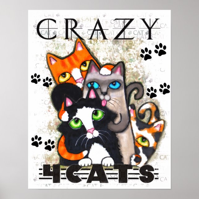 Poster Crazy for Cats Art Print (Devant)