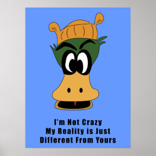 Poster Crazy Green Cartoon Canard Réalité différente
