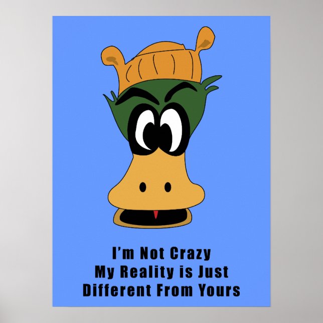 Poster Crazy Green Cartoon Canard Réalité différente (Devant)