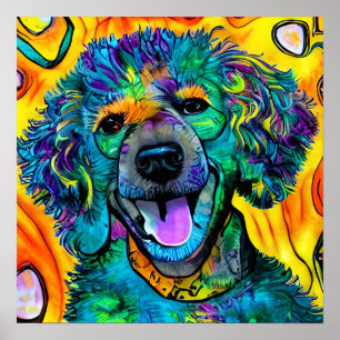 Poster Crazy Happy Cockapoo Portrait d'art chien
