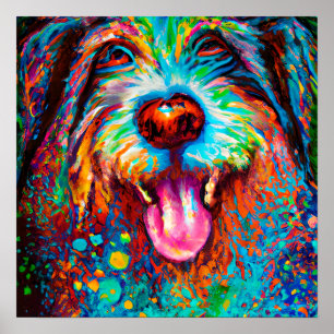 Poster Crazy Happy Happy Portrait d'art de chien Collie
