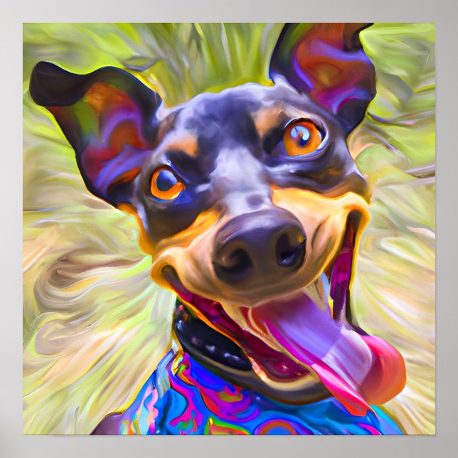 Poster Crazy Happy Manchester Terrier Portrait d'art chie (Devant)