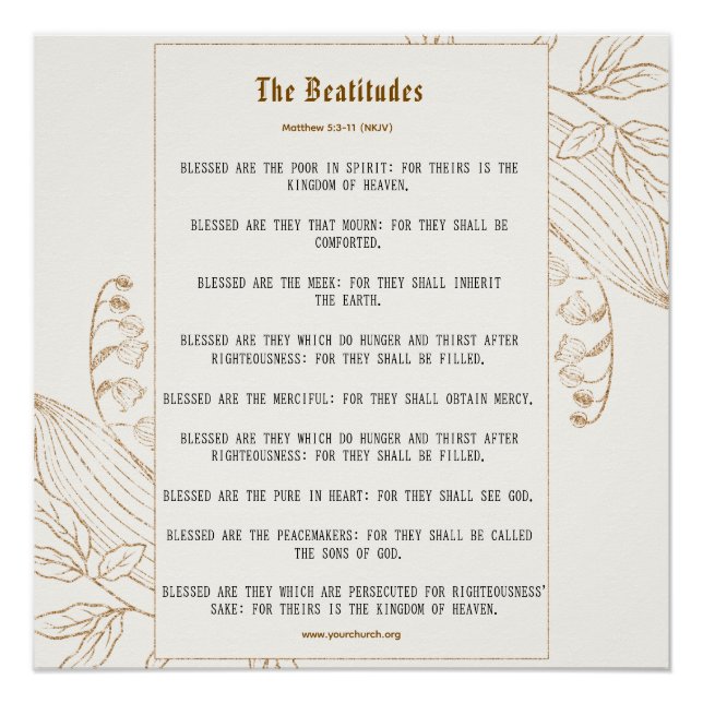 Poster Cream and Bronze Beatitudes Inspiration (Devant)