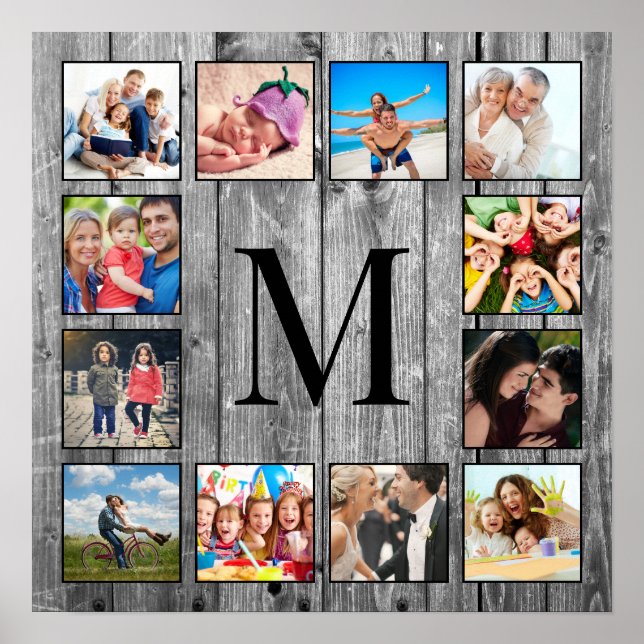 Poster Create Your Custom Photo Collage Rustic Farmhouse (Devant)