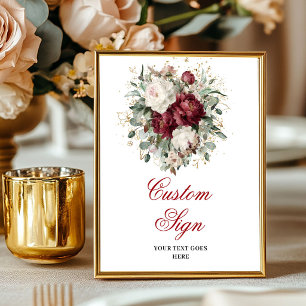 Poster Création Bohème Floral Végétal Bourgogne Or Person