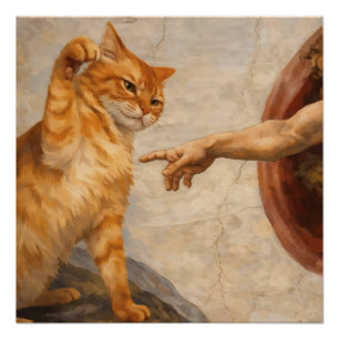 Poster Création d'Adam avec le chat Sarca, une œuvre d'ar