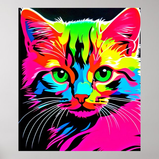 Poster Création de chat colorée (Devant)