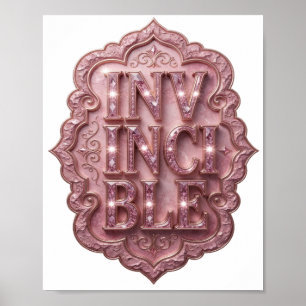 Poster Création de citation INVINCIBLE rose frais