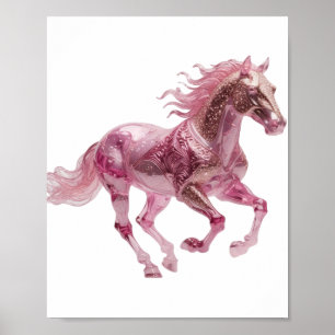 Poster Création Déclarative Cheval en Verre Rose Iconique