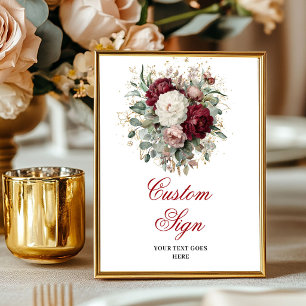 Poster Création Marsala Floral Eucalyptus Or Personnalisé