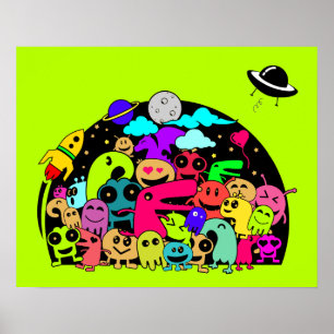 Poster Créations Monster Dans La Conception De Doodles Sp