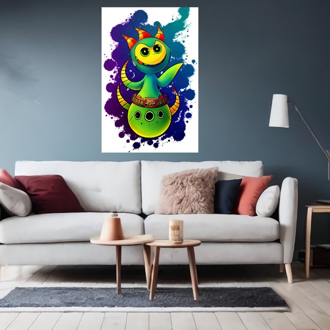 Poster créature alien cool verte | Art AI (Créateur téléchargé)