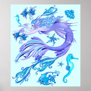 Poster Créature de la fée mauve de sirène