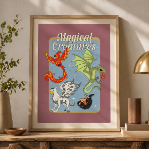 Poster Créatures Magiques Graphisme Vintage