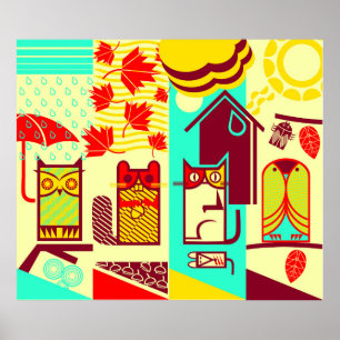 Poster créatures mignonnes extérieures