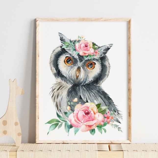 Poster Crèche Animaux de la Forêt avec Petit Hibou | Joli (Créateur téléchargé)