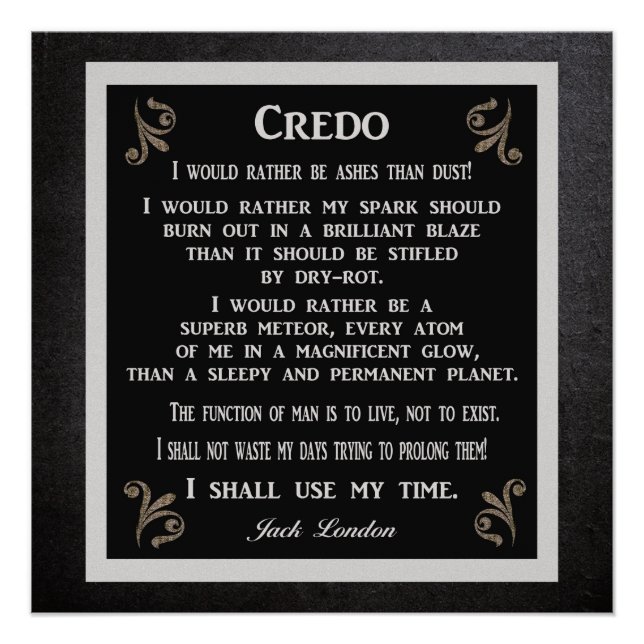 Poster Credo — Jack London — Art Print (Devant)