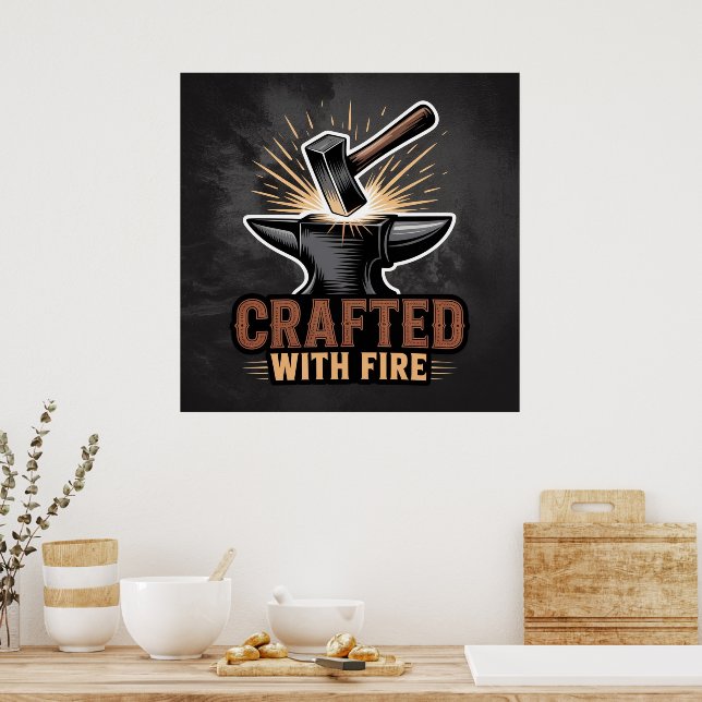Poster Créé avec le feu – Artisanat rustique  (Cuisine)