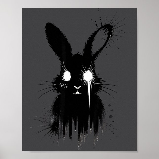 Poster Creepy Cute Goth Bunny Horror Rabbit Sketch Alt Ng (Devant)
