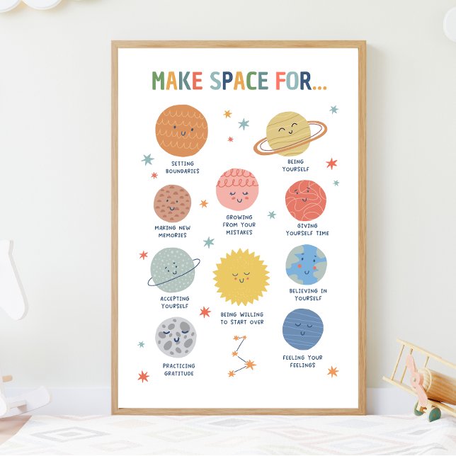 Poster Créer De L'Espace Pour L'Apprentissage Émotionnel  (Make Space For Growth Mindset visual aide for the classroom. Part of social emotional learning.)