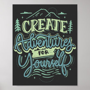 Poster créer des aventures style vintage randonnée de typ