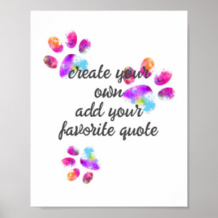 Poster créer votre propre chien mignon empreinte de patte