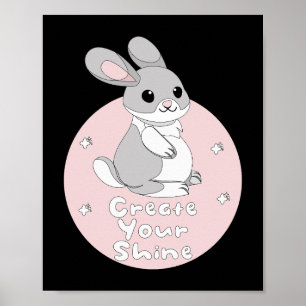 Poster Créez Votre Brillant Kawaii Funny Bunny Pink