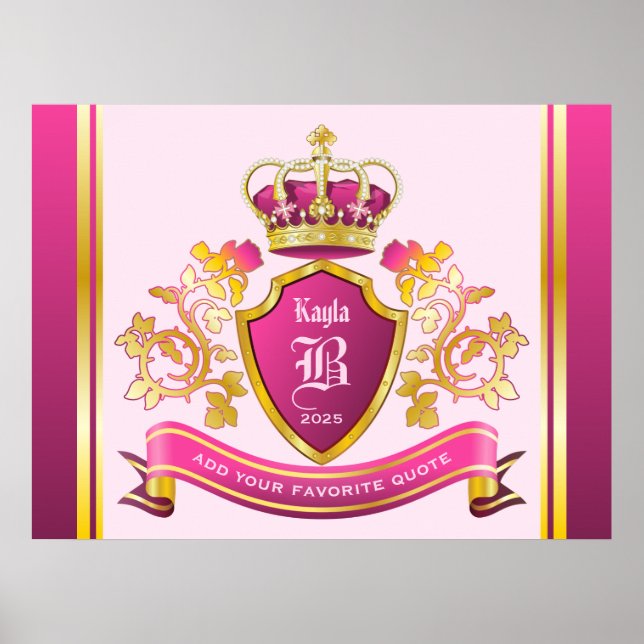 Poster Créez votre propre blouse d'armoiries rose or Pear (Devant)