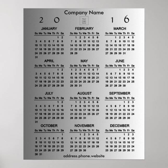 Poster Créez votre propre calendrier Promo Entreprise 201 (Devant)