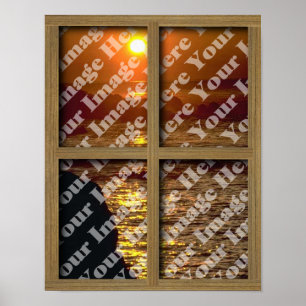 Poster Créez votre propre fenêtre avec le cadre en bois