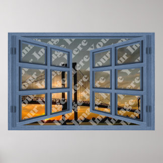 Poster Créez votre propre fenêtre ouverte 6 Volet bleu
