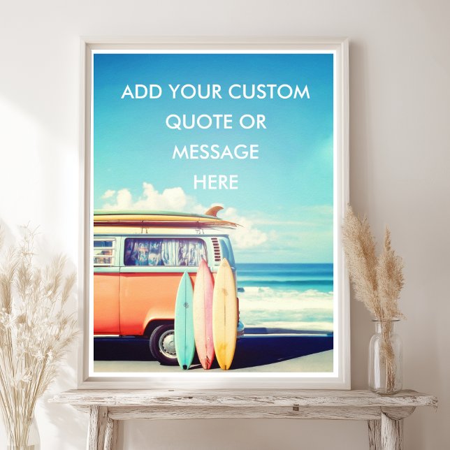 Poster Créez votre propre fourgon de Surf rétro motivatio ( 
Create Your Own Motivational Retro Colorful Good Vibes Positive Happiness Surf Van Poster)