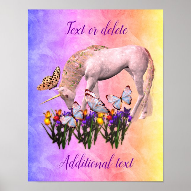 Poster Créez Votre Propre Imaginaire Unicorne Et Papillon (Devant)