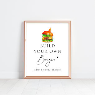 Poster Créez votre propre panneau Mariage Burger Bar