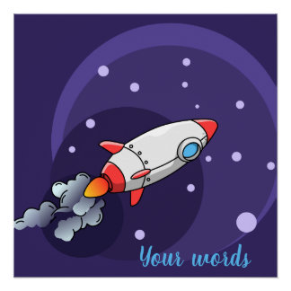 Poster Créez votre propre Rocket Ship Purple