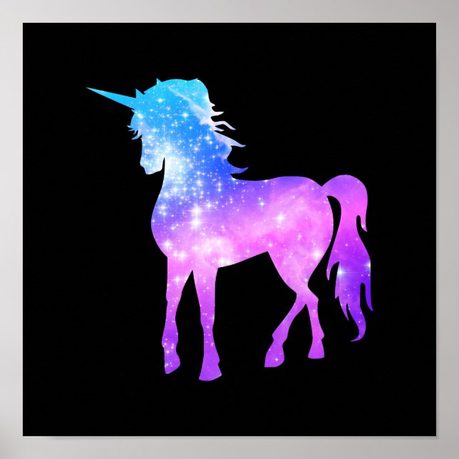 Poster Créez votre propre Unicorne Photo Silhouette Black (Devant)
