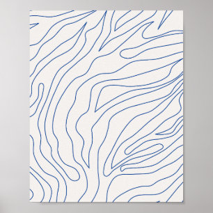 Poster Crème Abstraite Minimale Blanc Et Bleu