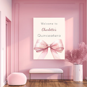 Poster crème arc rose beige Quinceanera bienvenue