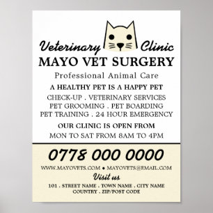 Poster Crème Chat, Vétérinaire, Service Vétérinaire