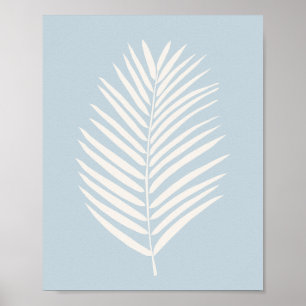 Poster Crème de feuille de palmier et bleu clair