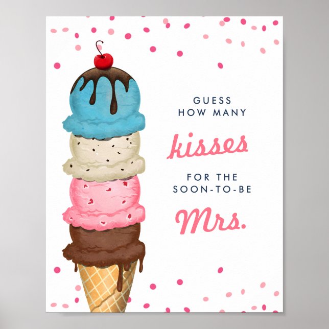 Poster Crème de glace Combien de baisers Fête des mariées (Devant)