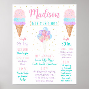 Poster Crème de glace Or rose Premier anniversaire Jalon