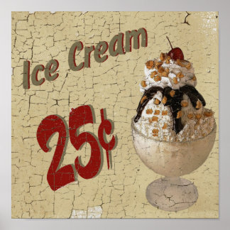 Poster Crème glacée 25 cents
