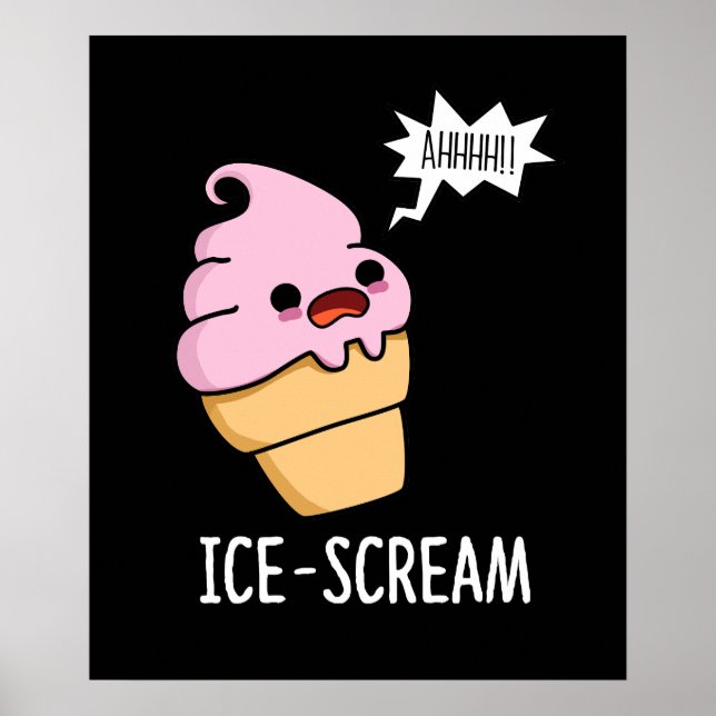 Poster Crème glacée amusante Crème glacée Cone Pun Dark B (Devant)